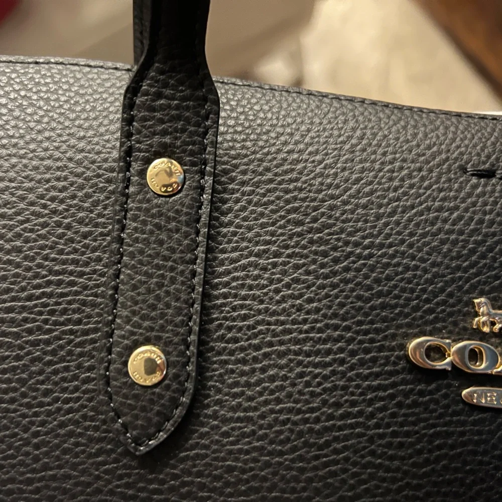 COACH tote Bag Black Leather - Picture 8 of 13